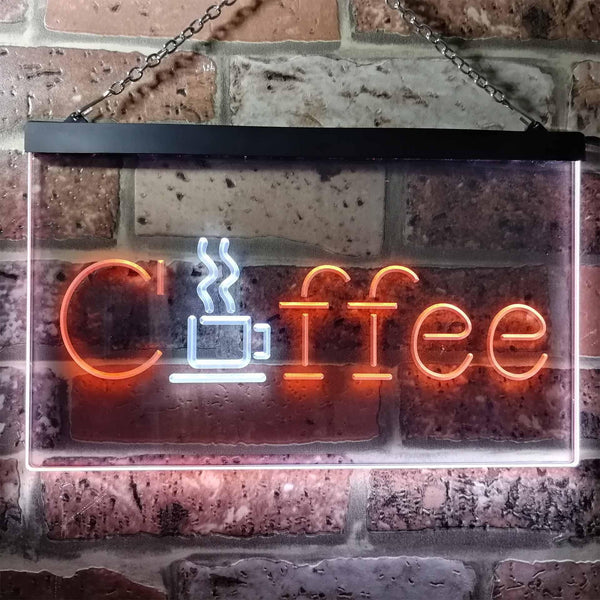 ADVPRO Coffee Cup Kitchen Cafe Display Dual Color LED Neon Sign st6-i0361 - White & Orange