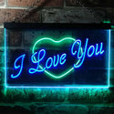 ADVPRO I Love You Heart Home Deco Dual Color LED Neon Sign st6-i0362 - Green & Blue