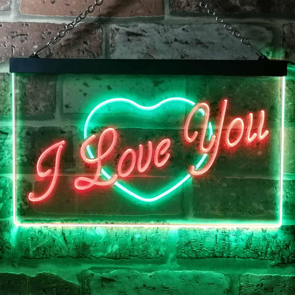 ADVPRO I Love You Heart Home Deco Dual Color LED Neon Sign st6-i0362 - Green & Red