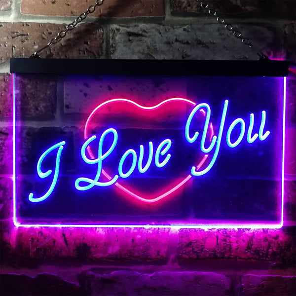 ADVPRO I Love You Heart Home Deco Dual Color LED Neon Sign st6-i0362 - Red & Blue
