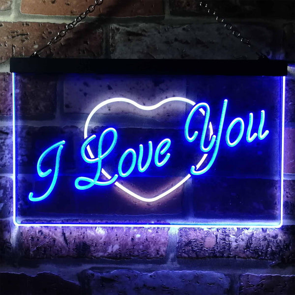 ADVPRO I Love You Heart Home Deco Dual Color LED Neon Sign st6-i0362 - White & Blue