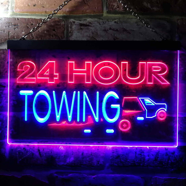 ADVPRO 24 Hour Towing Dual Color LED Neon Sign st6-i0384 - Blue & Red