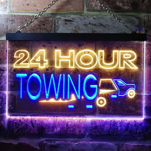 ADVPRO 24 Hour Towing Dual Color LED Neon Sign st6-i0384 - Blue & Yellow