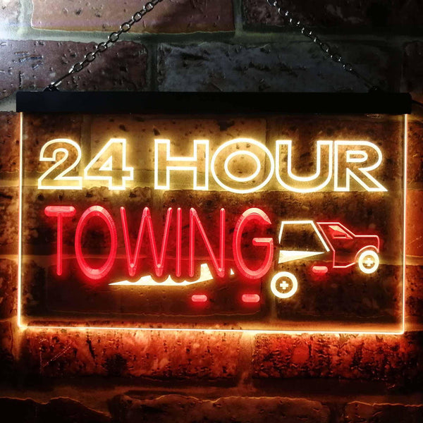 ADVPRO 24 Hour Towing Dual Color LED Neon Sign st6-i0384 - Red & Yellow