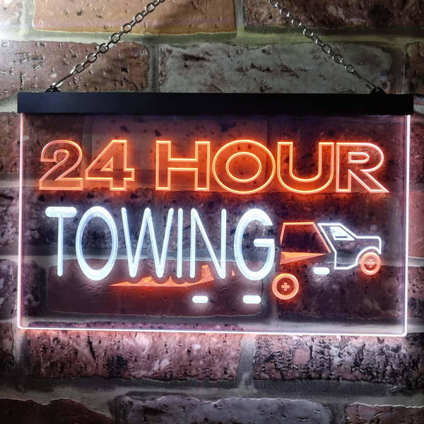 ADVPRO 24 Hour Towing Dual Color LED Neon Sign st6-i0384 - White & Orange