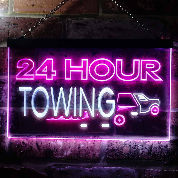 ADVPRO 24 Hour Towing Dual Color LED Neon Sign st6-i0384 - White & Purple