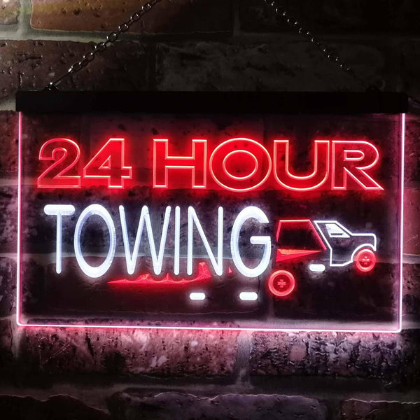 ADVPRO 24 Hour Towing Dual Color LED Neon Sign st6-i0384 - White & Red