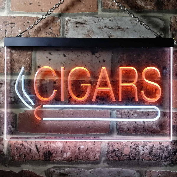 ADVPRO Cigars Private Room VIP Plaque Dual Color LED Neon Sign st6-i0389 - White & Orange