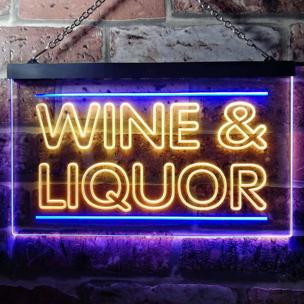 ADVPRO Wine & Liquor Bar Dual Color LED Neon Sign st6-i0405 - Blue & Yellow