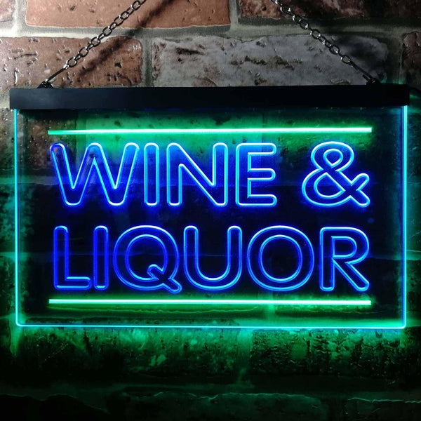 ADVPRO Wine & Liquor Bar Dual Color LED Neon Sign st6-i0405 - Green & Blue