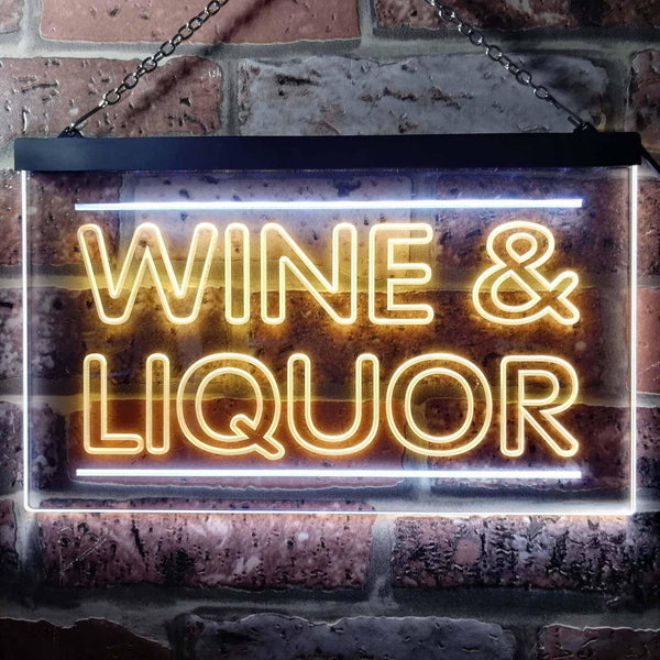 ADVPRO Wine & Liquor Bar Dual Color LED Neon Sign st6-i0405 - White & Yellow