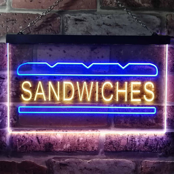 ADVPRO Sandwiches Cafe Dual Color LED Neon Sign st6-i0413 - Blue & Yellow