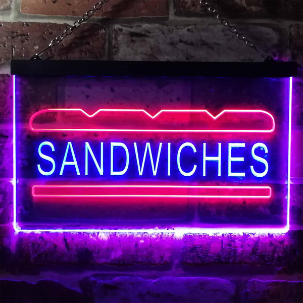 ADVPRO Sandwiches Cafe Dual Color LED Neon Sign st6-i0413 - Red & Blue