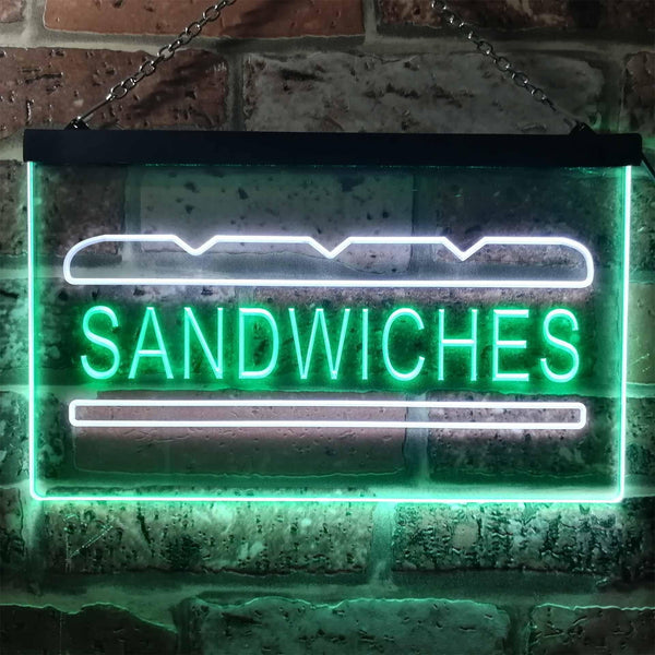 ADVPRO Sandwiches Cafe Dual Color LED Neon Sign st6-i0413 - White & Green