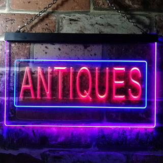 ADVPRO Antiques Shop Illuminated Dual Color LED Neon Sign st6-i0419 - Blue & Red