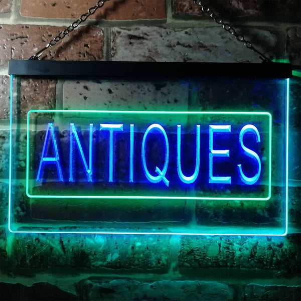 ADVPRO Antiques Shop Illuminated Dual Color LED Neon Sign st6-i0419 - Green & Blue