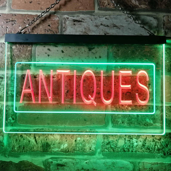 ADVPRO Antiques Shop Illuminated Dual Color LED Neon Sign st6-i0419 - Green & Red