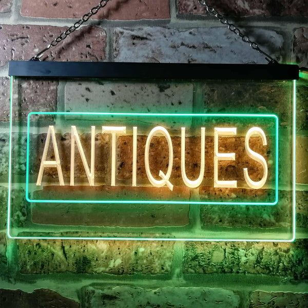 ADVPRO Antiques Shop Illuminated Dual Color LED Neon Sign st6-i0419 - Green & Yellow