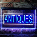 ADVPRO Antiques Shop Illuminated Dual Color LED Neon Sign st6-i0419 - White & Blue
