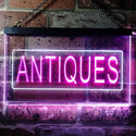 ADVPRO Antiques Shop Illuminated Dual Color LED Neon Sign st6-i0419 - White & Purple