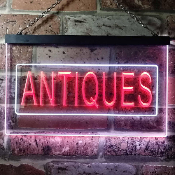 ADVPRO Antiques Shop Illuminated Dual Color LED Neon Sign st6-i0419 - White & Red