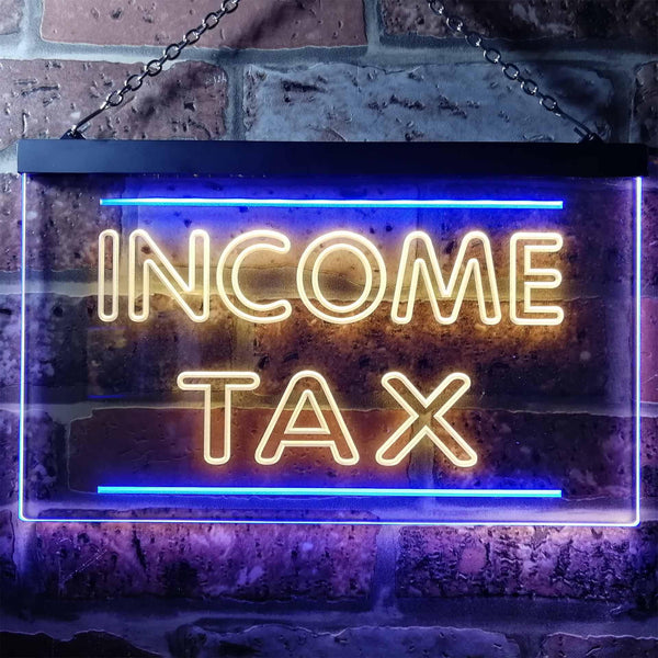 ADVPRO Income Tax Services Display Dual Color LED Neon Sign st6-i0430 - Blue & Yellow