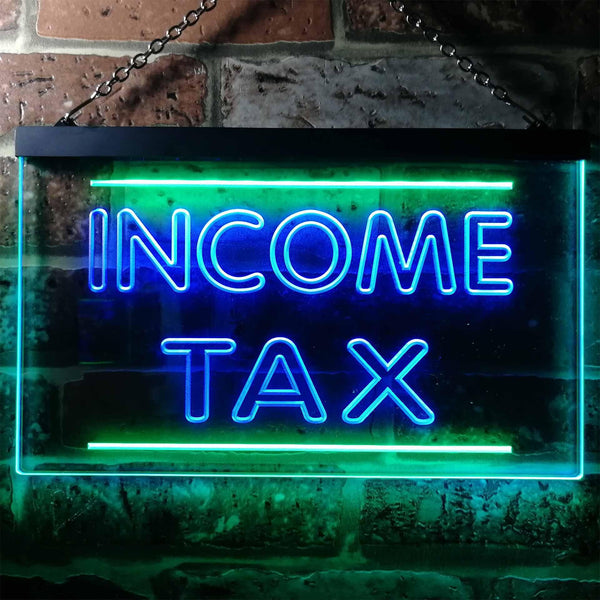 ADVPRO Income Tax Services Display Dual Color LED Neon Sign st6-i0430 - Green & Blue