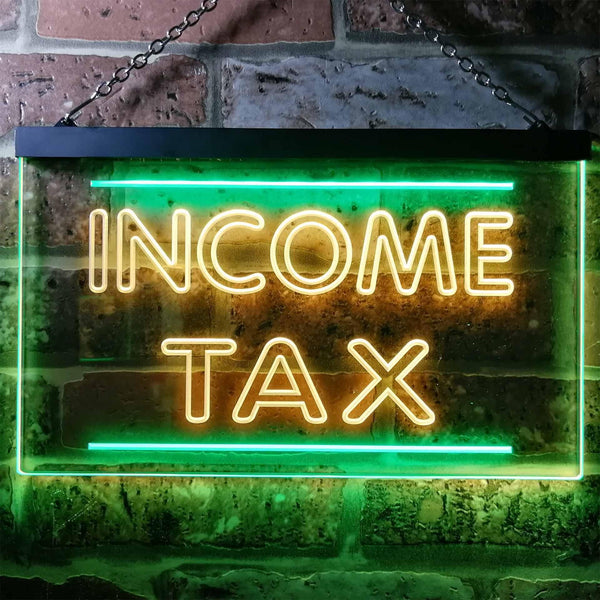ADVPRO Income Tax Services Display Dual Color LED Neon Sign st6-i0430 - Green & Yellow