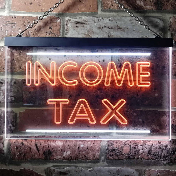 ADVPRO Income Tax Services Display Dual Color LED Neon Sign st6-i0430 - White & Orange