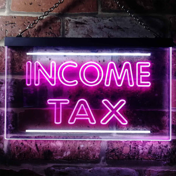 ADVPRO Income Tax Services Display Dual Color LED Neon Sign st6-i0430 - White & Purple