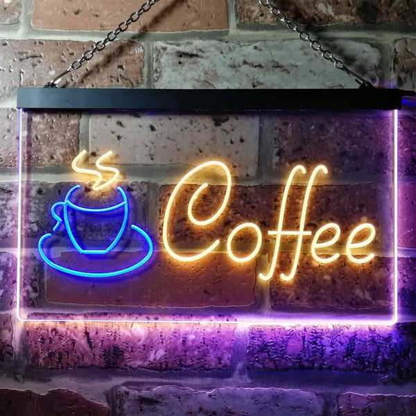 ADVPRO Coffee Shop Hot Cup Illuminated Dual Color LED Neon Sign st6-i0433 - Blue & Yellow