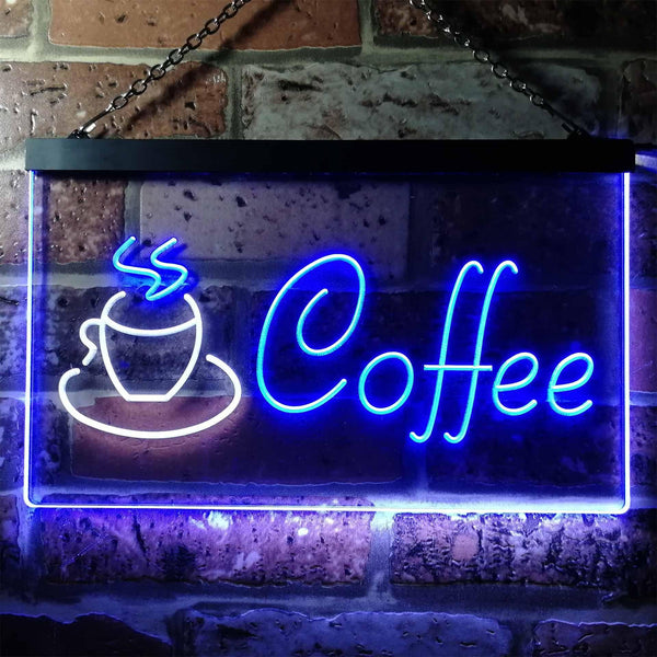 ADVPRO Coffee Shop Hot Cup Illuminated Dual Color LED Neon Sign st6-i0433 - White & Blue