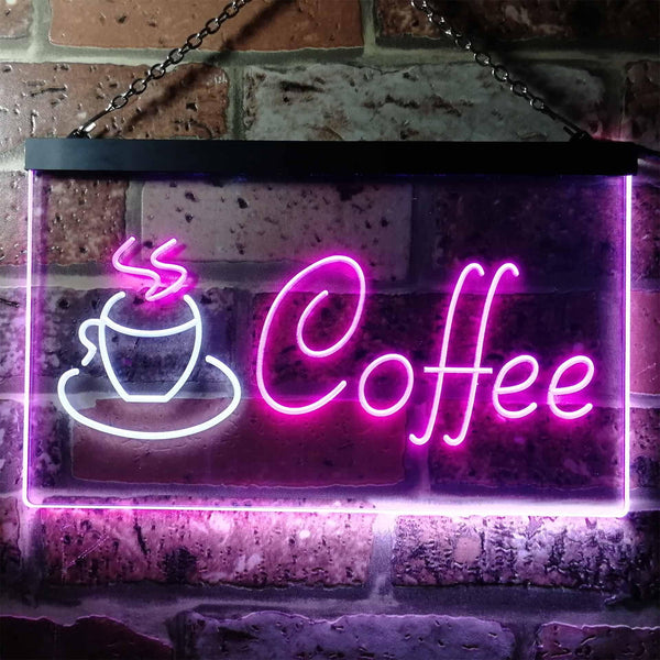 ADVPRO Coffee Shop Hot Cup Illuminated Dual Color LED Neon Sign st6-i0433 - White & Purple