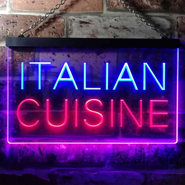 ADVPRO Italian Cuisine Illuminated Dual Color LED Neon Sign st6-i0443 - Blue & Red