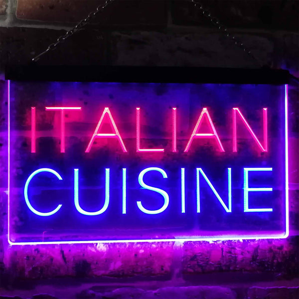 ADVPRO Italian Cuisine Illuminated Dual Color LED Neon Sign st6-i0443 - Red & Blue