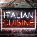 ADVPRO Italian Cuisine Illuminated Dual Color LED Neon Sign st6-i0443 - White & Orange