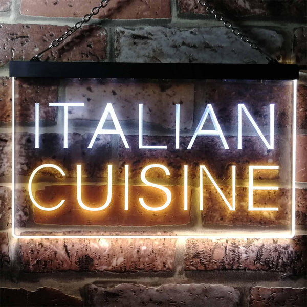 ADVPRO Italian Cuisine Illuminated Dual Color LED Neon Sign st6-i0443 - White & Yellow