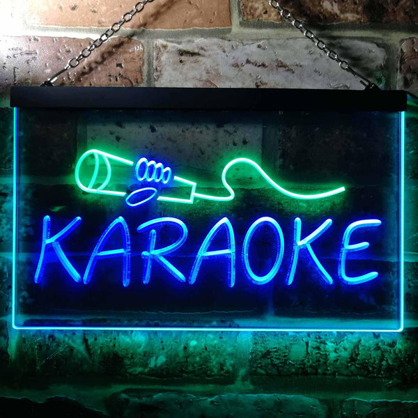 ADVPRO Karaoke Microphone Illuminated Dual Color LED Neon Sign st6-i0444 - Green & Blue