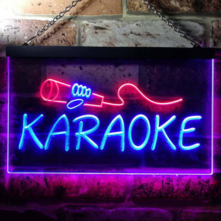 ADVPRO Karaoke Microphone Illuminated Dual Color LED Neon Sign st6-i0444 - Red & Blue