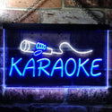 ADVPRO Karaoke Microphone Illuminated Dual Color LED Neon Sign st6-i0444 - White & Blue