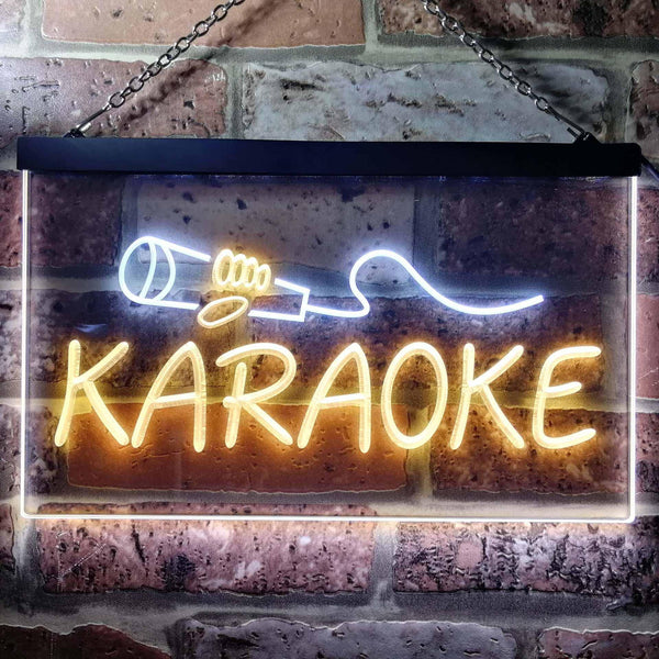 ADVPRO Karaoke Microphone Illuminated Dual Color LED Neon Sign st6-i0444 - White & Yellow