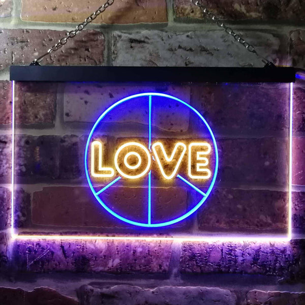 ADVPRO Love Peace Bedroom Decoration Dual Color LED Neon Sign st6-i0450 - Blue & Yellow
