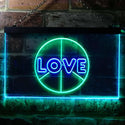 ADVPRO Love Peace Bedroom Decoration Dual Color LED Neon Sign st6-i0450 - Green & Blue
