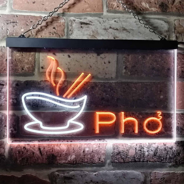 ADVPRO Pho Vietnamese Noodles Restaurant Dual Color LED Neon Sign st6-i0459 - White & Orange