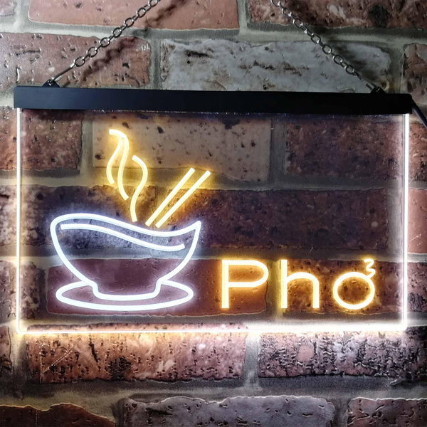 ADVPRO Pho Vietnamese Noodles Restaurant Dual Color LED Neon Sign st6-i0459 - White & Yellow