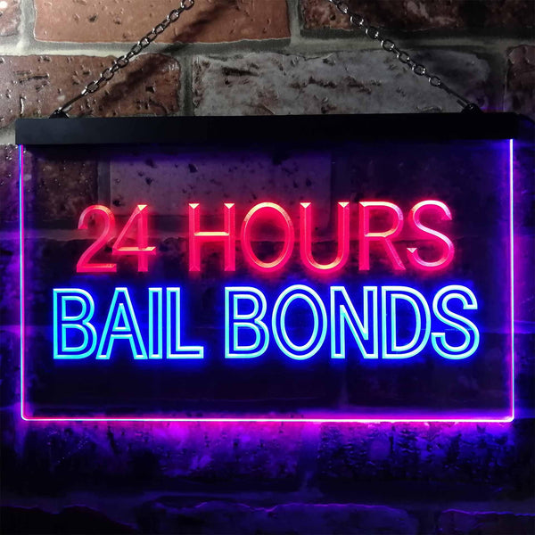ADVPRO 24 Hours Bail Bonds Illuminated Dual Color LED Neon Sign st6-i0461 - Blue & Red