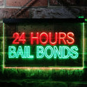 ADVPRO 24 Hours Bail Bonds Illuminated Dual Color LED Neon Sign st6-i0461 - Green & Red
