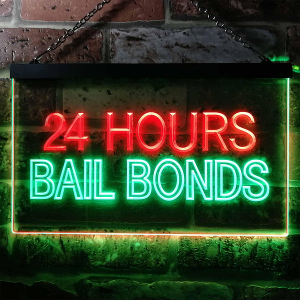 ADVPRO 24 Hours Bail Bonds Illuminated Dual Color LED Neon Sign st6-i0461 - Green & Red