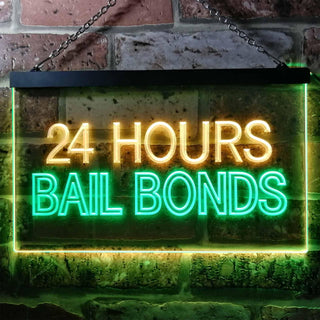 ADVPRO 24 Hours Bail Bonds Illuminated Dual Color LED Neon Sign st6-i0461 - Green & Yellow