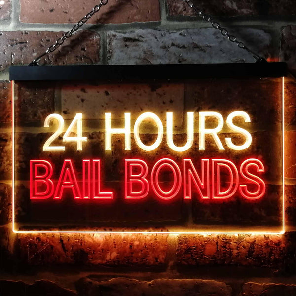 ADVPRO 24 Hours Bail Bonds Illuminated Dual Color LED Neon Sign st6-i0461 - Red & Yellow